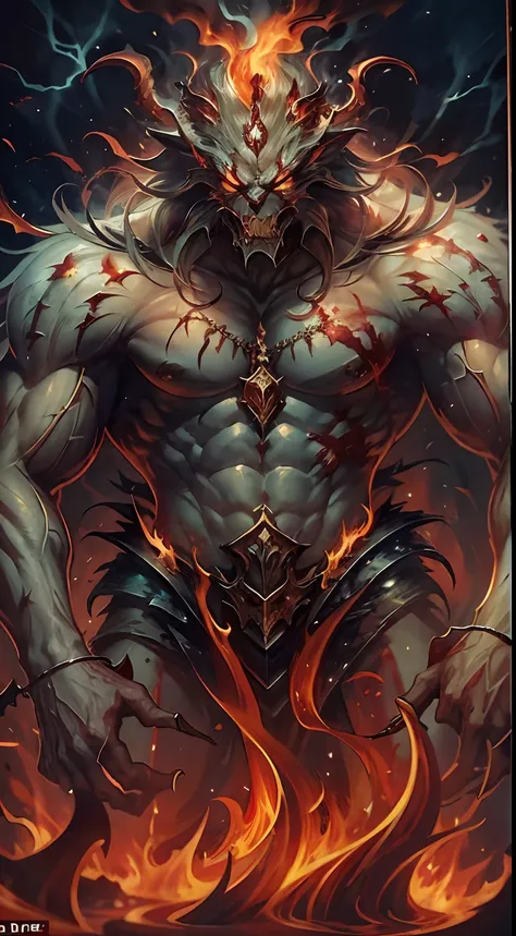 (Messenger from hell:1.4),The whole body was wrapped in fiery red flames,The long hairs of the flame dance with teeth and claws,((Super huge, Thick and sharp giant claws)),(The whole body is covered with black scales:1.5),(((The scales are covered with thi...