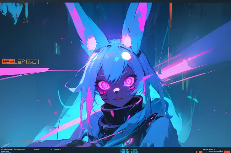(vintage vhs), (crt screenshot), (Zen, Amy Sol style), (((blue anthro kemono furry rabbit))), underground cavern shining flashlight in old ruins, scene from a show about a blue anthro furry kemono rabbit who investigates deep space crime, (vast decrepit s...