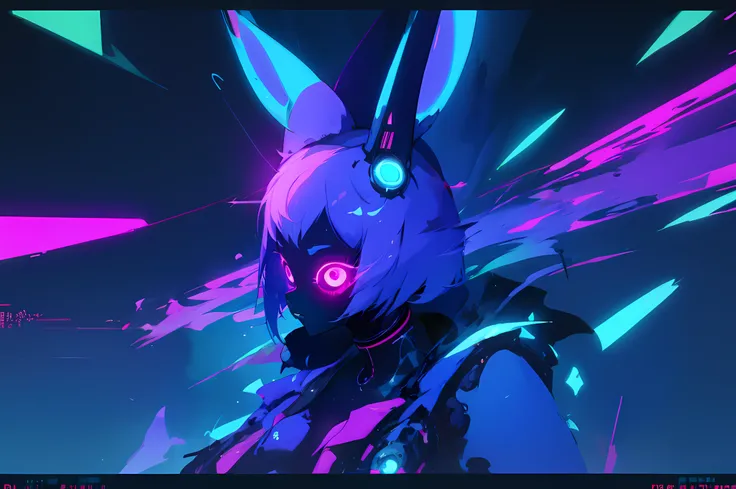 (vintage vhs), (crt screenshot), (zen, amy sol style),  (((blue anthro kemono furry rabbit))), underground cavern shining flashl...