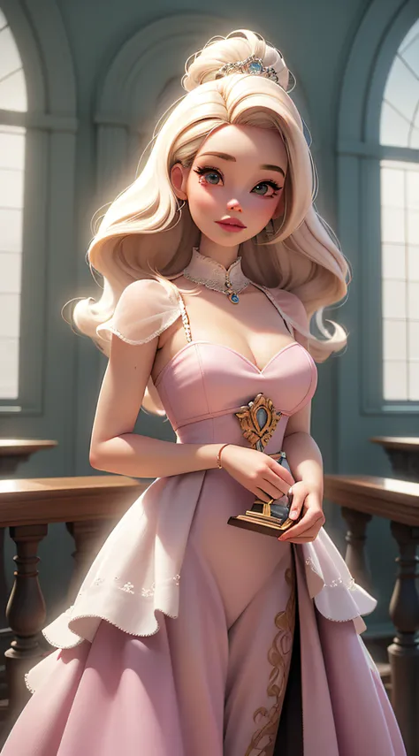 dynamic lighting, 3d model art, a barbie princess wearing a lovely pink dress, bright,natural lighting,morning light，((barbie in...