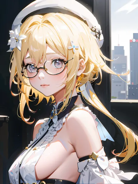 Anime girl posing for photo with glasses and hat, Rendu portrait 8k, photorealistic anime girl rendering, Detailed digital anime art, Guweiz in Pixiv ArtStation, Guviz, Guviz-style artwork, Guweiz on ArtStation Pixiv, Smooth anime CG art, Anime style. 8K, ...