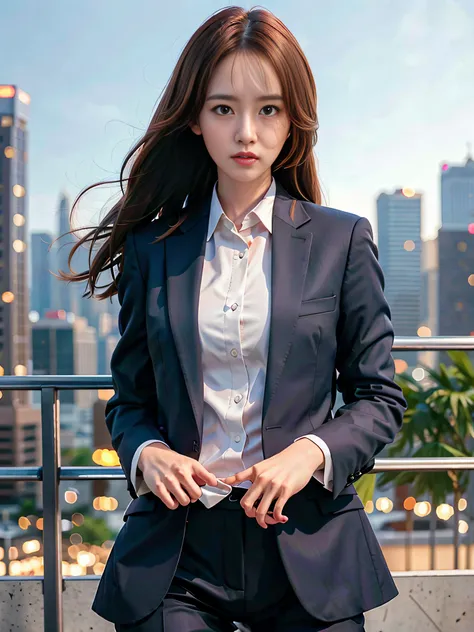 photorealistic,realistic, solo, photorealistic, best quality, ultra high res,

serious expression, , standing against a city sky...