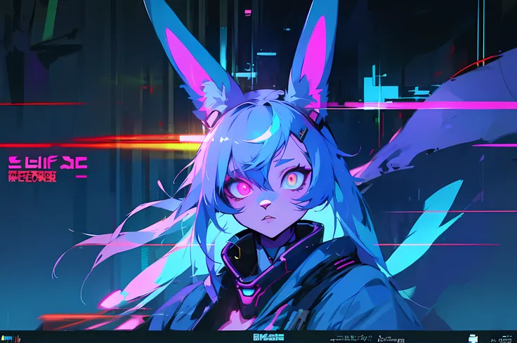 (vintage vhs), (crt screenshot), (Zen, Amy Sol style), (((blue anthro kemono furry rabbit))), underground cavern shining flashlight in old ruins, scene from a show about a blue anthro furry kemono rabbit who investigates deep space crime, (vast decrepit sc...