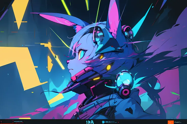 (vintage vhs), (crt screenshot), (zen, amy sol style), (((blue anthro kemono furry rabbit))), underground cavern shining flashli...