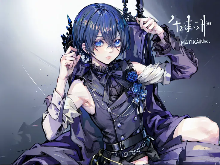 Ciel phantomhive, armpit, croptop, no pants, Sit on the chair
