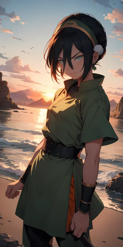 absurd resolution, alta resolução, (obra-prima: 1.4), ultra-detalhado,monte uma imagem de um wallpaper com toph beifong, a poder...