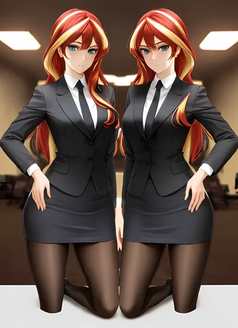 ((best quality)), ((highly detailed)), masterpiece, (detailed eyes, deep eyes), (2girls, duo, identical twins, clones, doppelgan...