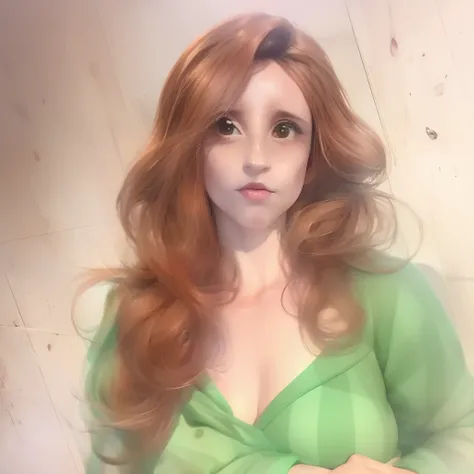 A watercolor and pencil drawing of a beautiful woman in 26-year-old princess clothing with wavy dark red hair, delicate lips, olhos cor de mel, rosto bonito,rosto sexy, poros na pele, rosto detalhado, corpo magro em forma, cores frias, (LiliArt)