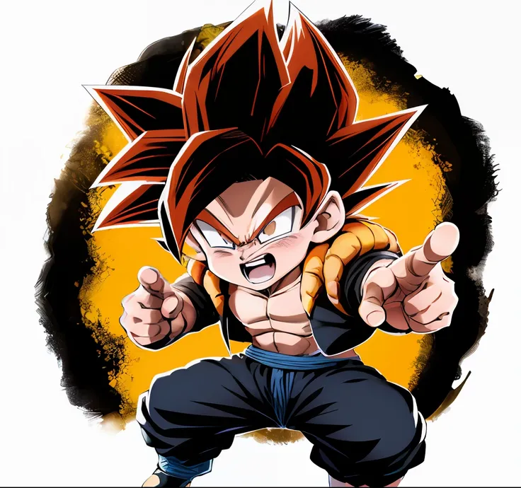 corpo inteiro,son goku estilo chibi , action pose, texturas fluidas , alta qualidade,in the style realistic ,hyper detailed , an...