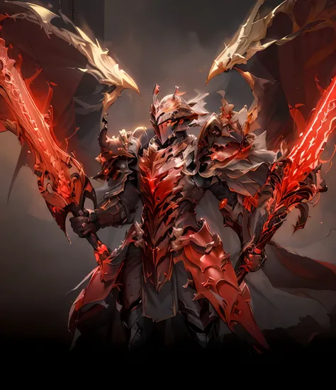 CGDivineSwordsw, armor, weapon, solo, 1boy, male focus, sword, shoulder armor, holding, helmet, glowing, holding weapon, holding sword, pauldrons, breastplate, gauntlets, full armor, cape, black armor, glowing weapon, greaves, epic glow,