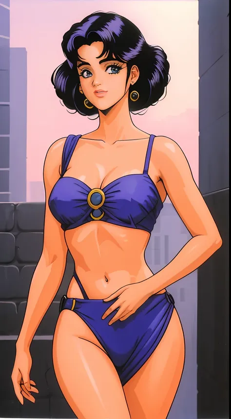 obra-prima, melhor qualidade, 1990s (estilo), parte superior do corpo, seios enormes, amazona, cabelo longo cachos
