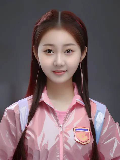 Chinese female high school student,PVC pink school uniform