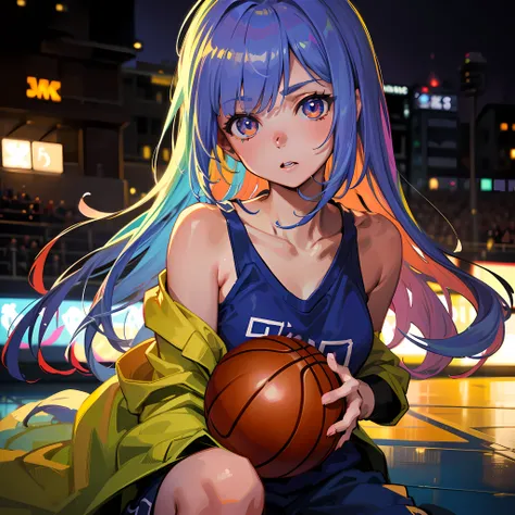 (8k、top-quality、masterpiece:1.2)、(realisitic、Photorealsitic:1.37)、ultra-detailliert、top-quality、超A high resolution、professionally lit、Photon Mapping、Radio City、physically-based renderingt、Cinematic Lighting、Basketball court,depth of fields,Focusing,Sunray...