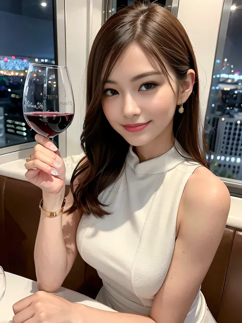 (64K, UHD, top quality, masterpiece: 1.2), (realistic, photorealistic: 1.37), super detailed, pretty woman 1 person, (slim face), (slim body), (brown hair), (short cut), cheeks slightly blushing, (44 years old), 38 years old, solo, beautiful detailed urban...