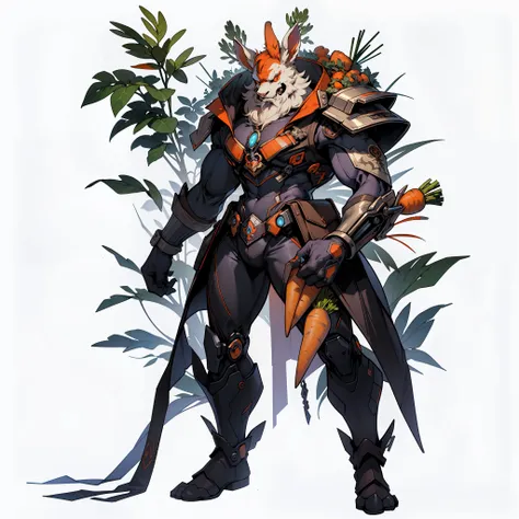 ((top-quality))、((tmasterpiece))、((full body photo of a man))、((very simple background))、(game character design)、carrot anthropo...