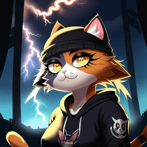 1 girl, portrait, anthro cat, catgirl, meowskulls, solo, 3 tone fur, detailed lightning, (masterpiece)