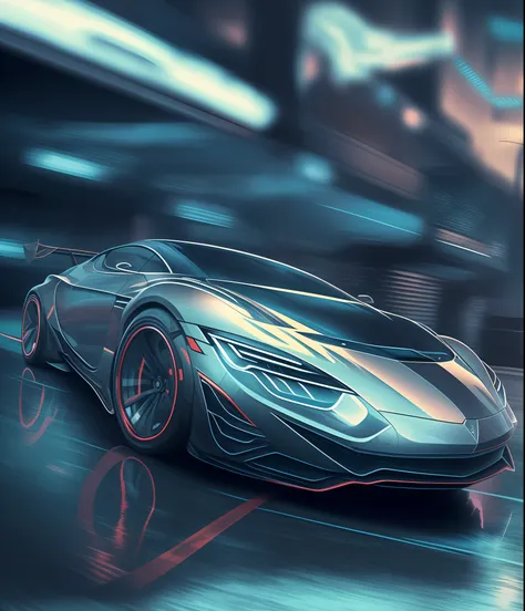 detailed perfect car, a car from the future , 2035, blurry background