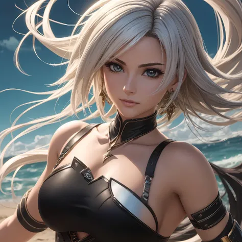 um close up de uma mulher em um vestido com cabelo longo, mulher anime sedutora, mulher bonita sedutora do anime, mulher perfeita de cabelos brancos, Tifa Lockhart com cabelos brancos, mulher bonita do anime, mulher com cabelo branco, senhora de cabelos br...