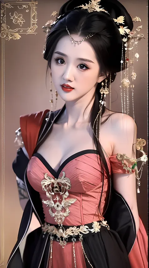 best quality, masterpiece, highres, 1girl, hanfu, lingerie china, hair ornament, necklace, jewelry, beautiful face, upon_body, t...