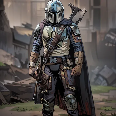 the mandalorian holding a rifle