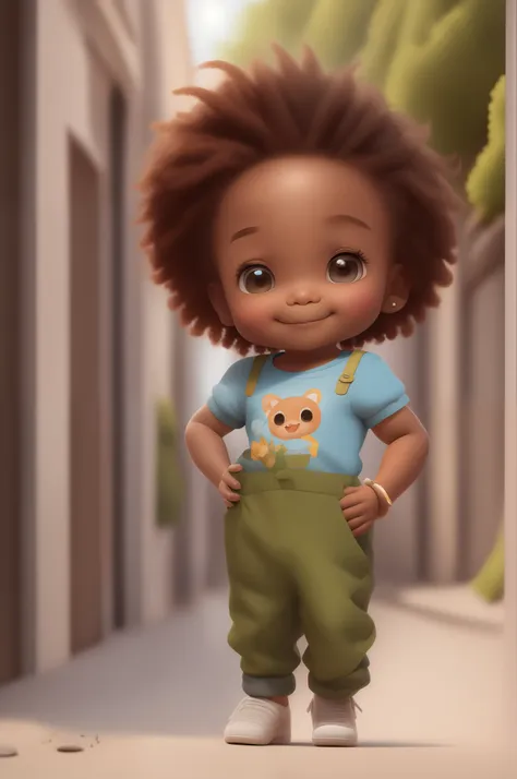 chibi menina cor marrom:2, coffee color:2 queimado pelo sol, feliz de 15 anos (marrom:1) afro: 1.25 estilo pixar: 1.25 afro: 2.4...