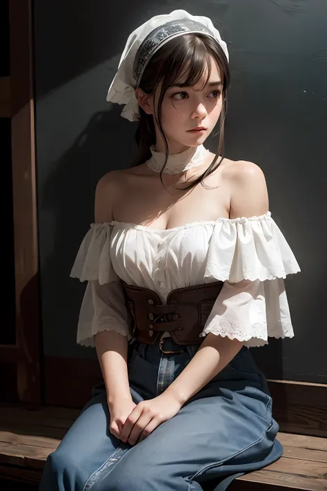 Best quality, masterpiece, ultra high res, (photorealistic:1.4), raw photo, (Authentic skin texture:1.3), (film grain:1.3), panorama, character portrait, very wide shot, narrow waist, cowboy shot, (in the dark, deep shadow, low key, cold light,) night, ...