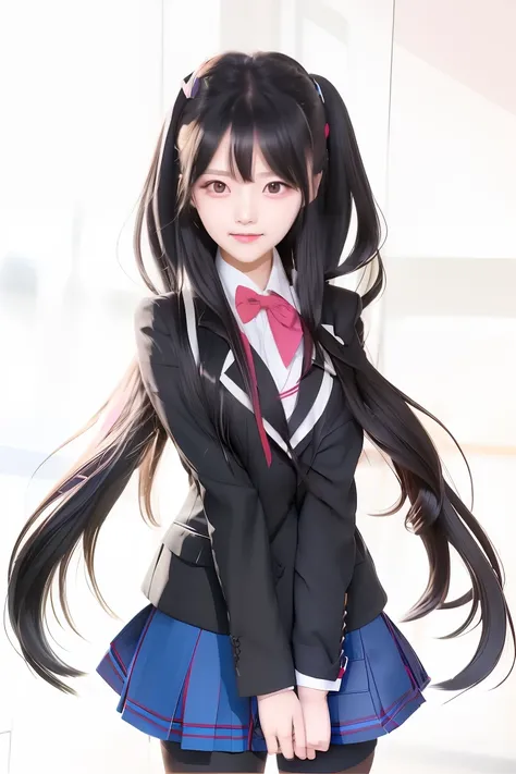 a girl in a school uniform with long black hair, by Jin Homura, inspired by Jin Homura, gapmoe yandere, anime visual of a cute girl, anime moe artstyle, yandere, gapmoe yandere grimdark, portrait gapmoe yandere grimdark, yandere. tall, anime girl named luc...