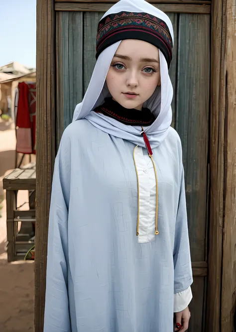 dakota fanning: kathryn newton: 0.85 ,chubby, perfect face, persian hijab, assasin,  oasis background, 1girl