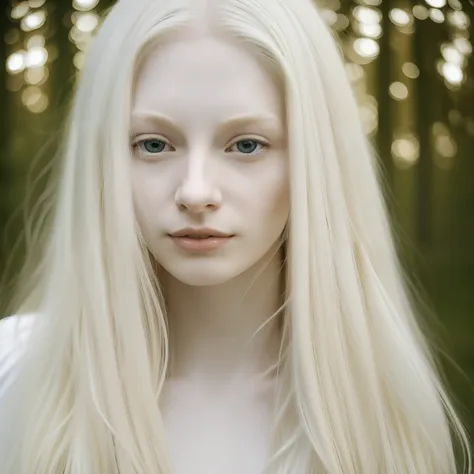 blond woman with long hair standing, with pale skin, pale skin curly blond hair, albino white pale skin, pale woman, extremely p...