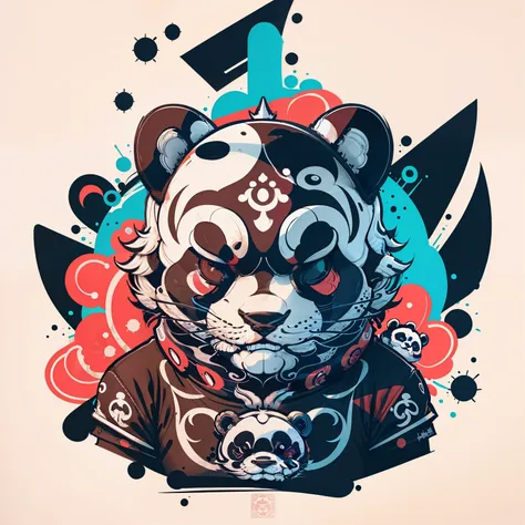 panda head，vector image, t-shirt design,