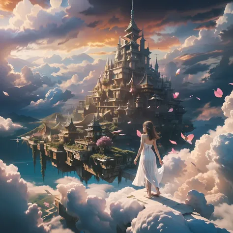 high high quality,Best quality at best,Realiy,Super realistic,super detailing,tmasterpiece,A high resolution,8K,Very realistic,Epic fantasy digital art style,sky cities,Endless Lagrange,Fantastic starry sky,(Extremely detailed floating city:1.3), ((1 Detai...