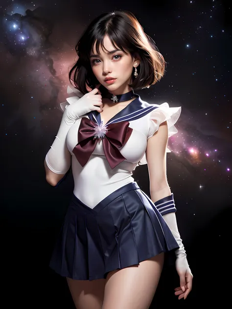 (masterpiece, best quality:1.4), (nebula background), (full body shot:1.5), (from front), 1girl, solo, (european youth:1sailor s...