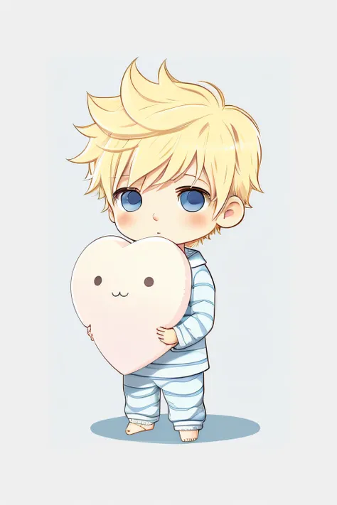 1boy,chibi,  fisheyes, low quality,yellow hair, spiky hair, light blue eye, best quality, official art, white background , simpl...