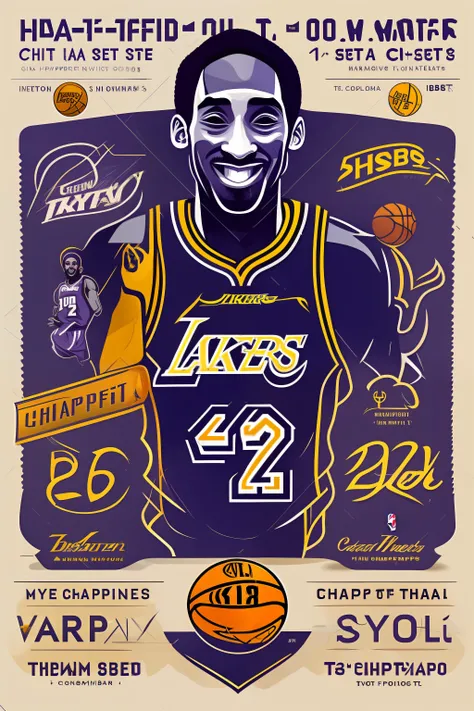 create for me a set of kobe bryant t-shirts with his nba champion and nba mvp titles around his image