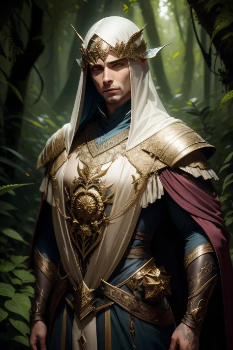 um homem de armadura posa para uma foto em uma floresta escura, arte de personagem impressionante, epic exquisite character art,...