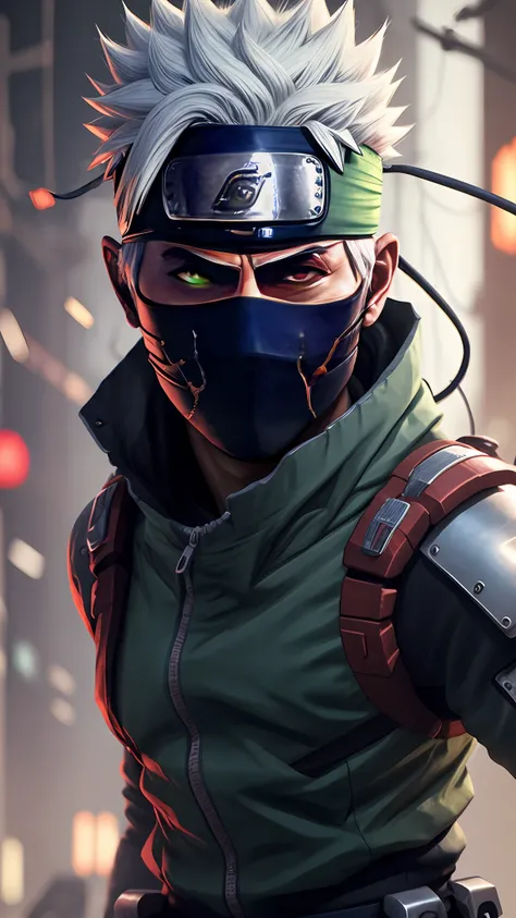 ((kakashi)), complex 3d render ultra detailed of a beautiful porcelain profile man android face, cyborg, robotic parts, 150 mm, beautiful studio soft light, rim light, vibrant details, luxurious cyberpunk, lace, hyperrealistic, anatomical, facial muscles, ...