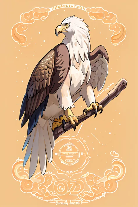 big eagle, golden, proud, emits light,  best quality, vector style