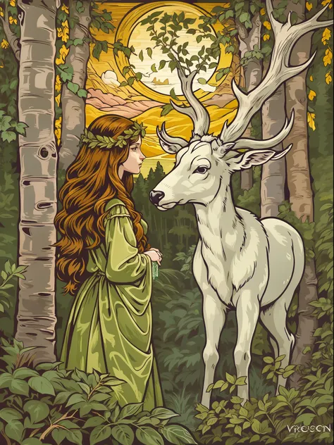 "(((pre-raphaelite and renaissance painting))) , tmasterpiece, hiquality, extremely detailed, a painting, depicting a celtic gir...