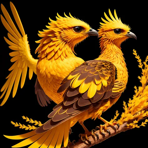 phoenix, Masterpiece, Best quality, seulement, corps entier, yeux jaunes, Aile, no humans, rougeoyant, oiseau, Feu, Focus sur les animaux, bec, hyper detailed, incredibly high detailed