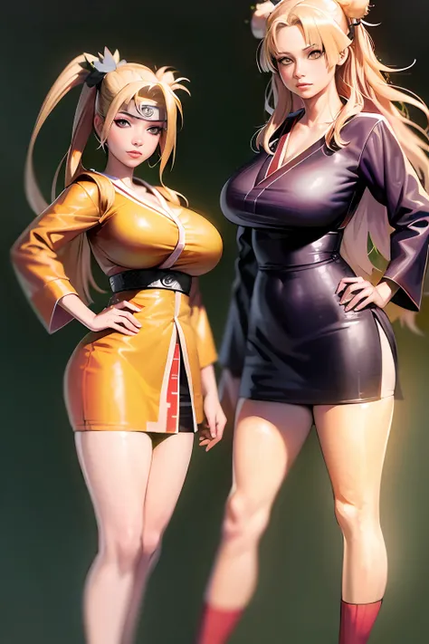 Digital painting style ((Tsunade in Naruto)) ((Akatsuki clothes)) The are huge