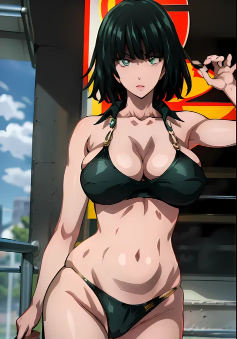 fubuki de one punch man anime en bikini, fubuki de one punch man anime, fubuki, fubuki en entretenimiento,holanders angle, cuerp...