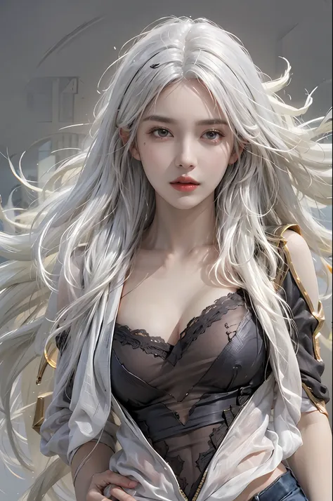 photorealistic, high resolution, 1women, solo, hips up, look at viewer, (detailed face), white hair, kai'sa