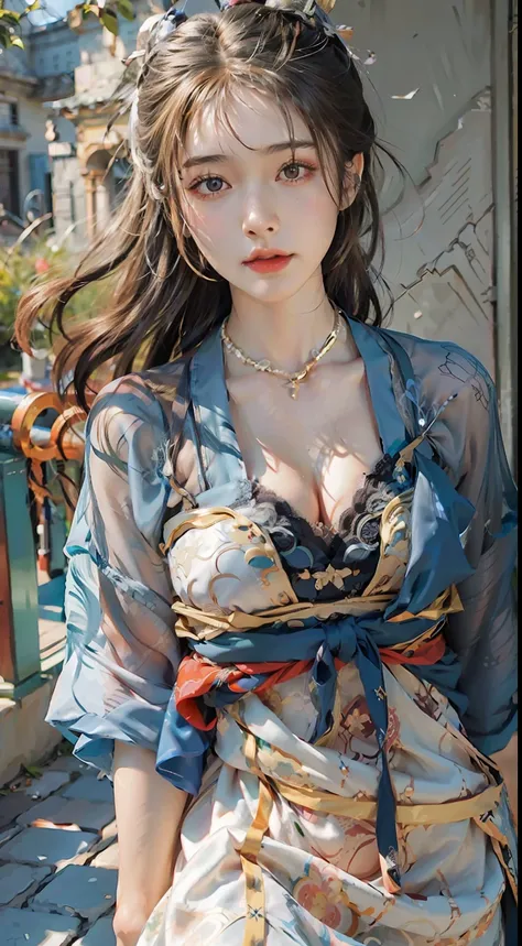 ulzang-6500-v1.1,(RAW photo:1.2), (Photorealistic:1.4), Beautiful Meticulous Girl, very detailed eyes and faces, Beautiful detailed eyes, hugefilesize, ultra - detailed, A high resolution, The is very detailed,((gigantic cleavage breasts,Yang beyond,)), (...
