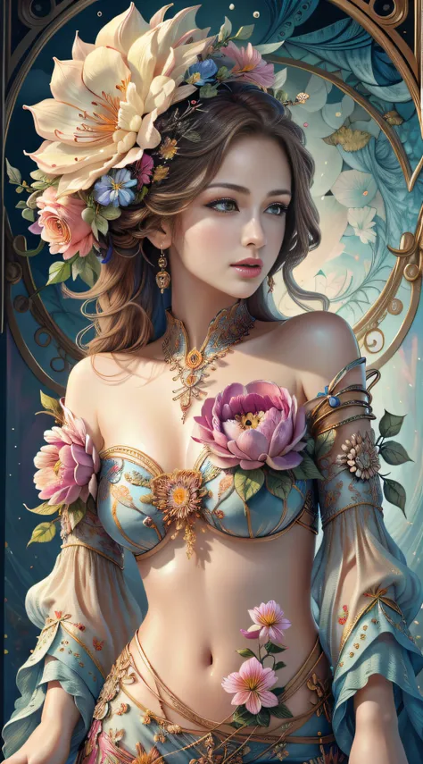 (masterpiece, top quality, best quality, official art, beautiful and aesthetic: 1.2), (1 flower), upper body, extremely detailed...