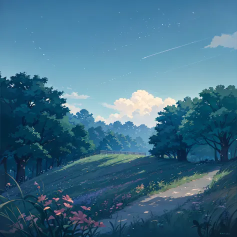 summer, makoto shinkai&#39;s concept art, tumblr, magic realism, beautiful anime scenes, beautiful skies. by makoto shinkai, ( (...