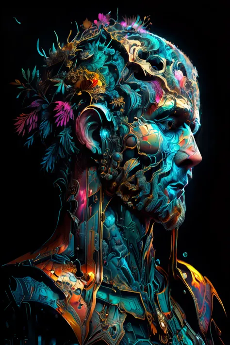 (temperatura absoluta cero grados Kelvin ),Arte de Alberto Severo, salpicaduras y gotas congeladas multicolores, dream, Pintura digital surrealista , brillos tornasolados, efectos 3D, Ultra HD, obra de arte magistral ,cinematic lighting,16k