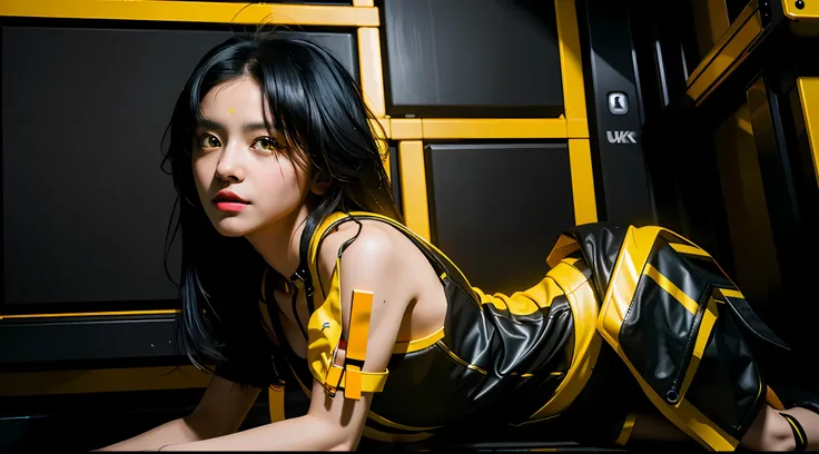 (masterpiece:1.2), (best quality:1.2), (ultra highres:1.2) ,(8k resolution:1.2),
cyberpunk, mechanical girl, black hair, yellow ...