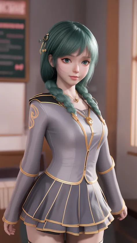anime - style image of a woman in a short skirt and shirt, seductive anime girls, Smooth anime CG art, Surrealism female students, Surrealism female students, thighhighs and skirt, photorealistic anime girl rendering, beautiful and seductive anime woman, R...