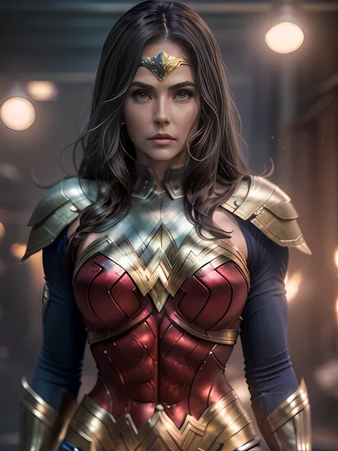 deborah secco as woder woman, cinematic soft lighting illuminates a stunningly detailed and ultra-realistic wonder woman perfect...