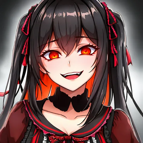 (dark:1.4), deep shadow, darkness, (moonlight:1.3), award winning photo, extremely detailed, amazing, fine detail, absurdres, highly detailed Asian woman, extremely detailed eyes and face, piercing red eyes, detailed clothes, skinny, (gothic),  bangs, fril...